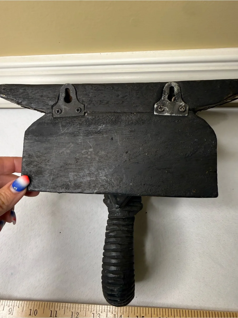 Vintage Carved Elephant Shelf with Embellishments